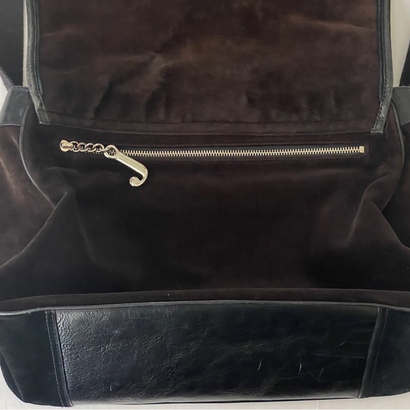 Vintage Juicy Couture Chocolate Brown Velour Messenger Bag or Book Bag Handbag - Picture 8 of 12